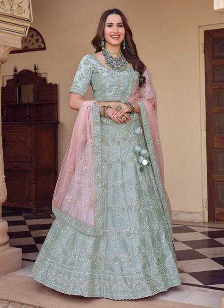 Sea Blue Exclusive Collections Of Bridal Embroidered Lehenga Choli 7905